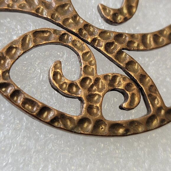 Round Antique Bronze Hued Filigree Earrings - Picture 4 of 12